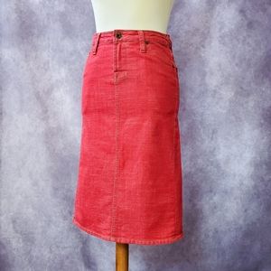 Vintage Y2K Von Dutch Red Denim High Waist Pencil Skirt Size XS